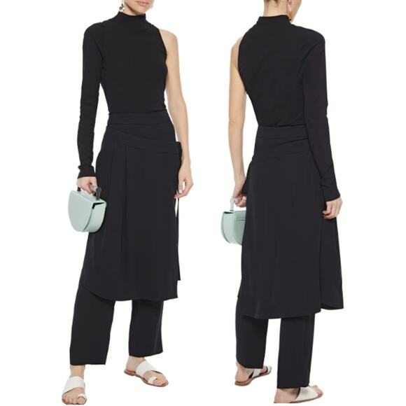 Rosetta Getty One-Shoulder Cotton-Jersey Mock Neck Top Black Women's Size S - Picture 1 of 4